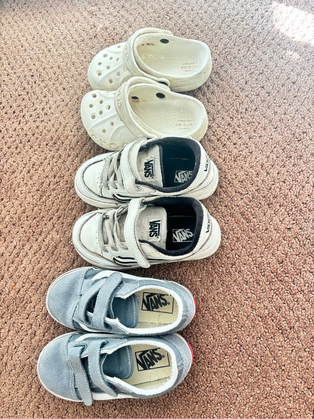 Vans BUNDLE  Kids Light blue Gray & White Velcro Skate Sneakers plus size 9 croc